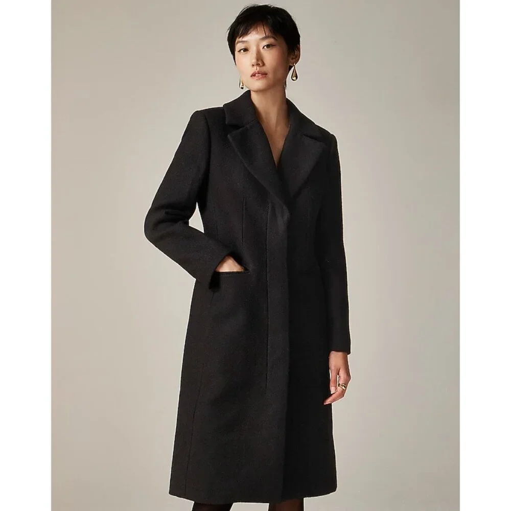 NWT J.Crew Savoy Topcoat in Black Italian Wool-blend Melton Coat 4